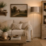 Beige vloerlamp Verona met ovale velvet kap Earth on Gold 50 cm – 162 cm hoog - Afbeelding 2