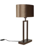 Bruine cacao kleurige tafellamp Monza | Luxe velvet ovale kap – Earth on Gold 35 cm - Afbeelding 5