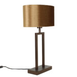 Landelijke bruine tafellamp Monza | Luxe ovale velvet kap – Coffee on Gold 35 cm - Afbeelding 5