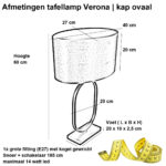 Landelijke tafellamp Verona cacao / bruin met linnen ovale kap zandkleur 40 cm - Afbeelding 3