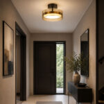 Plafondlamp Enzo Ø 30 cm met amber glas – zwart/brons – 3060 lumen – dimbaar - Afbeelding 2