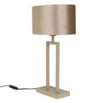Stijlvolle beige tafellamp Monza | Luxe ovale velours kap – Taupe on Taupe 35 cm - Afbeelding 7
