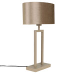 Stijlvolle beige tafellamp Monza | Luxe ovale velours kap – Taupe on Taupe 35 cm - Afbeelding 5