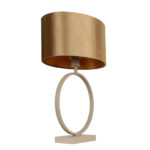 Beige tafellamp Sienna met ovale kap Coffee on Gold – 59 cm hoog