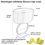 Beige tafellamp Sienna met ovale kap Coffee on Gold – 59 cm hoog - Afbeelding 3