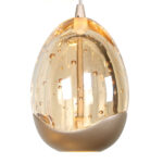 Chique 3-lichts hanglamp Champagne Egg rond – amber glas – champagne kleur - Afbeelding 6