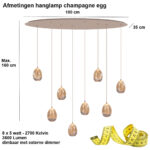 Hanglamp Champagne Egg ovaal 8-lichts – amber glas – 100 cm - Afbeelding 3